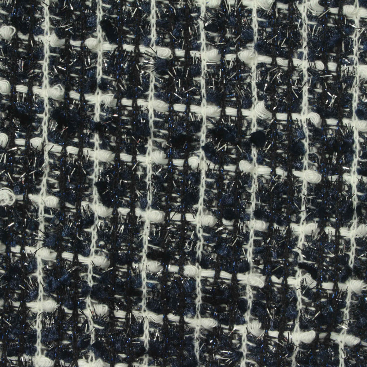 Navy Check Bouclé, Polyester