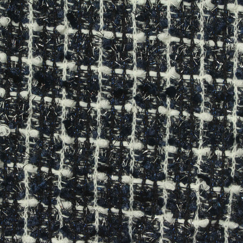 Navy Check Bouclé, Polyester