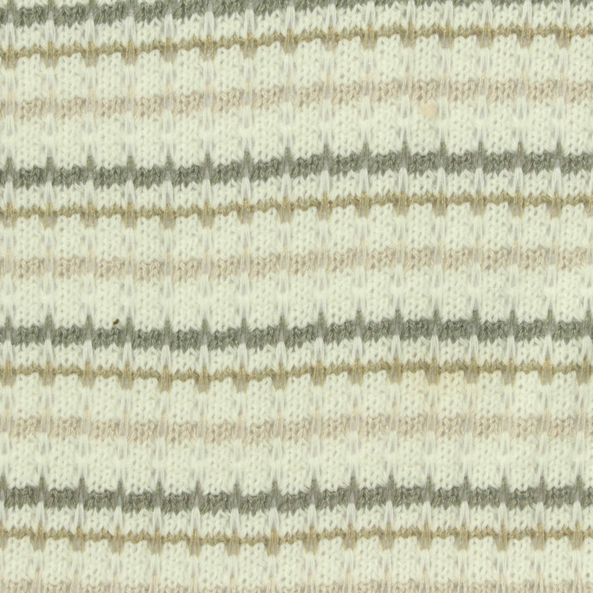 Cream Horizontal-Stripe Chunky Knit, Poly-Cotton, 250 gsm