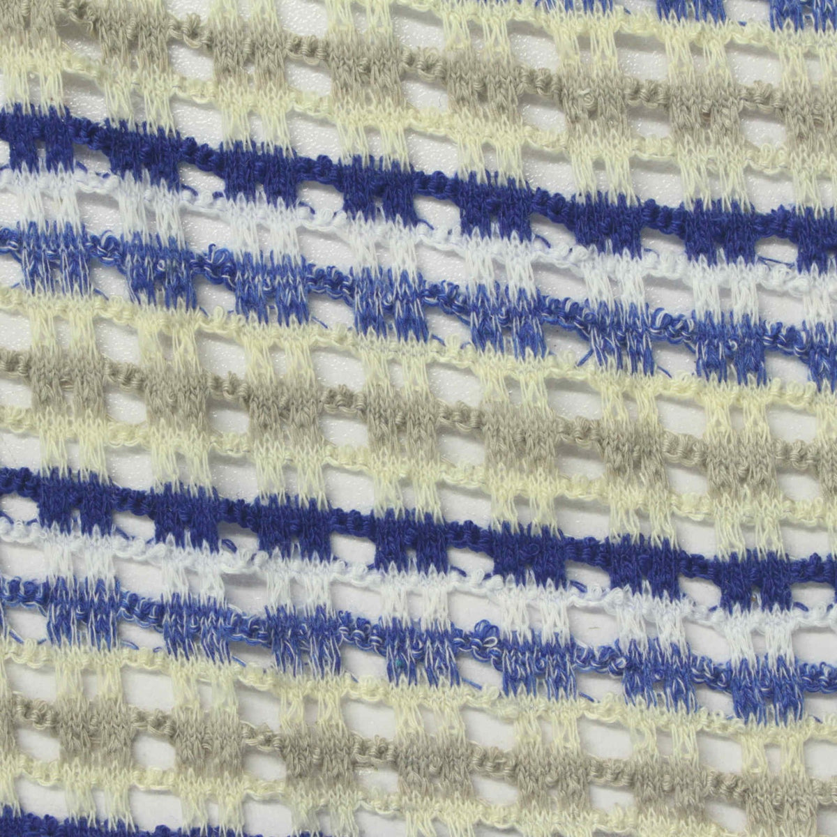 Blue Horizontal-Stripe Chunky Knit, Polyester, 223 gsm