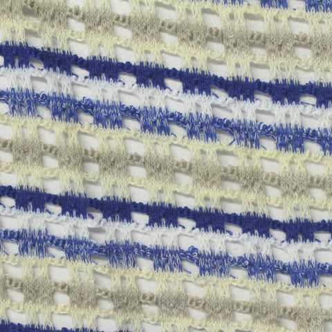 Blue Horizontal-Stripe Chunky Knit, Polyester, 223 gsm