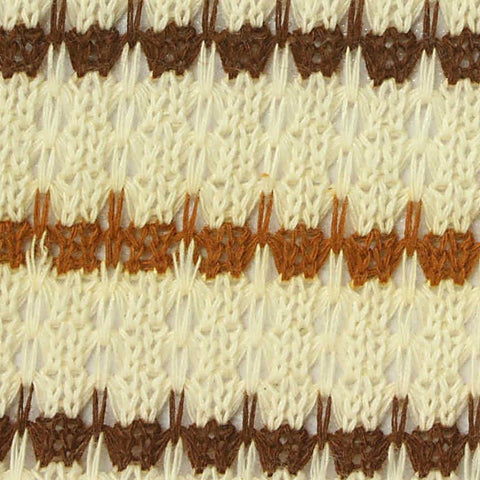 Cream Horizontal-Stripe Chunky Knit, Cotton-Poly, 190 gsm