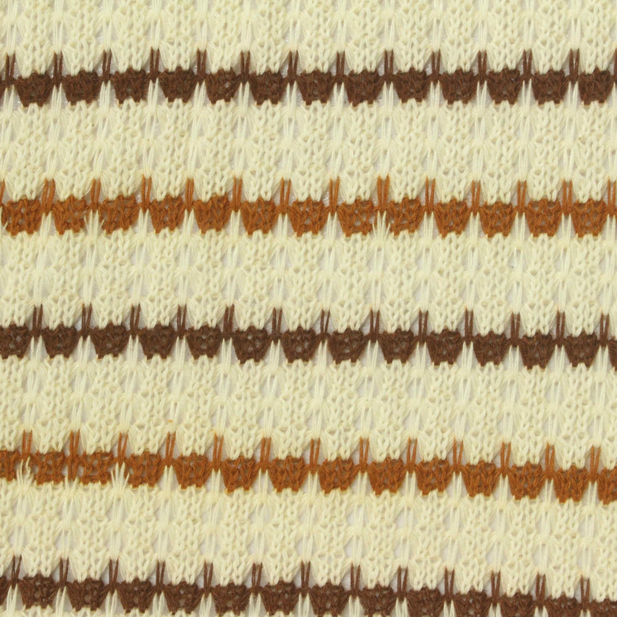 Cream Horizontal-Stripe Chunky Knit, Cotton-Poly, 190 gsm