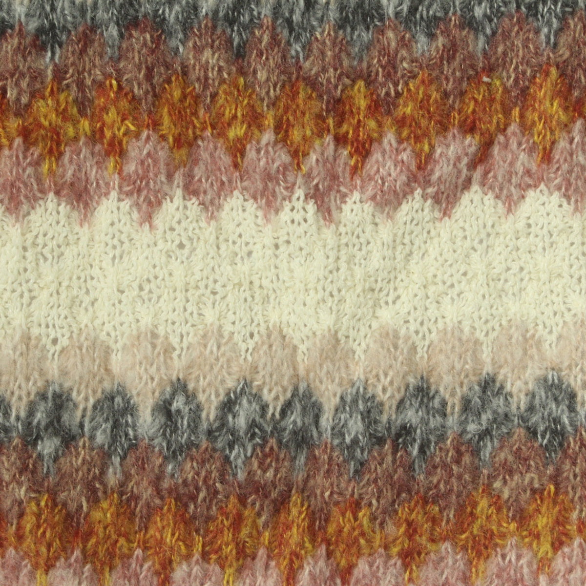Cream Bold-Chevron Chunky Knit, Polyester