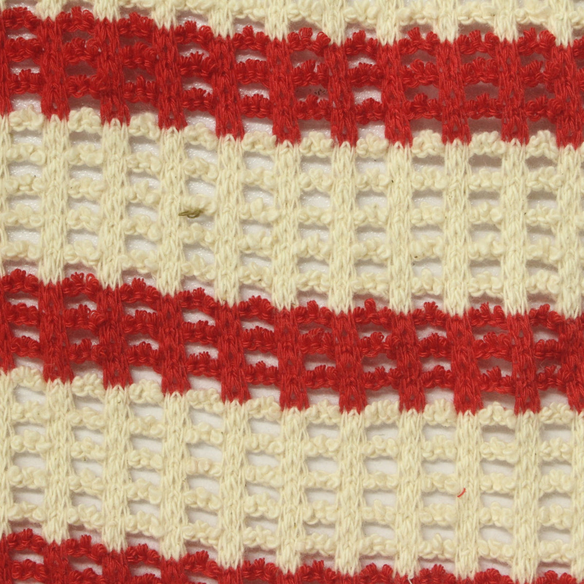 Red Horizontal-Stripe Chunky Knit, Cotton-Poly, 280 gsm