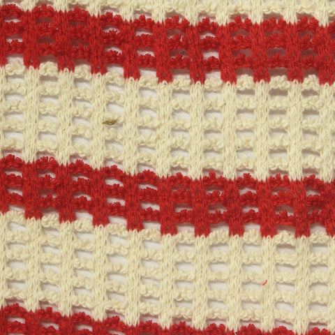 Red Horizontal-Stripe Chunky Knit, Cotton-Poly, 280 gsm