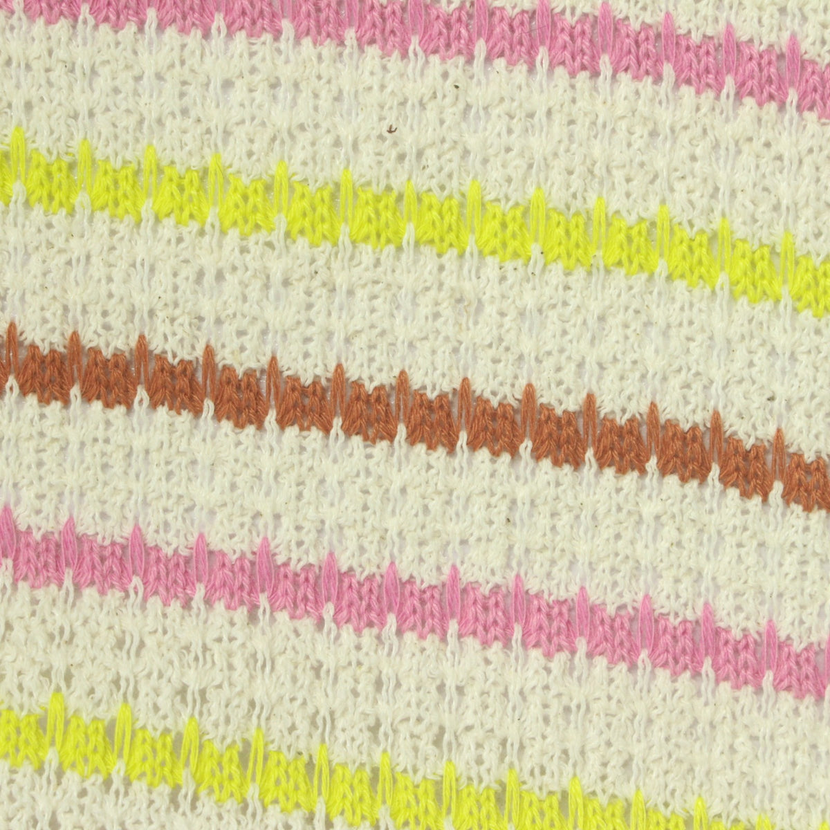 Cream Horizontal-Stripe Chunky Knit, Poly-Cotton, 264 gsm
