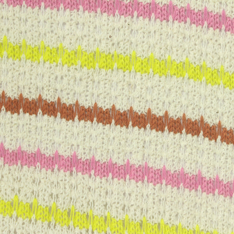 Cream Horizontal-Stripe Chunky Knit, Poly-Cotton, 264 gsm