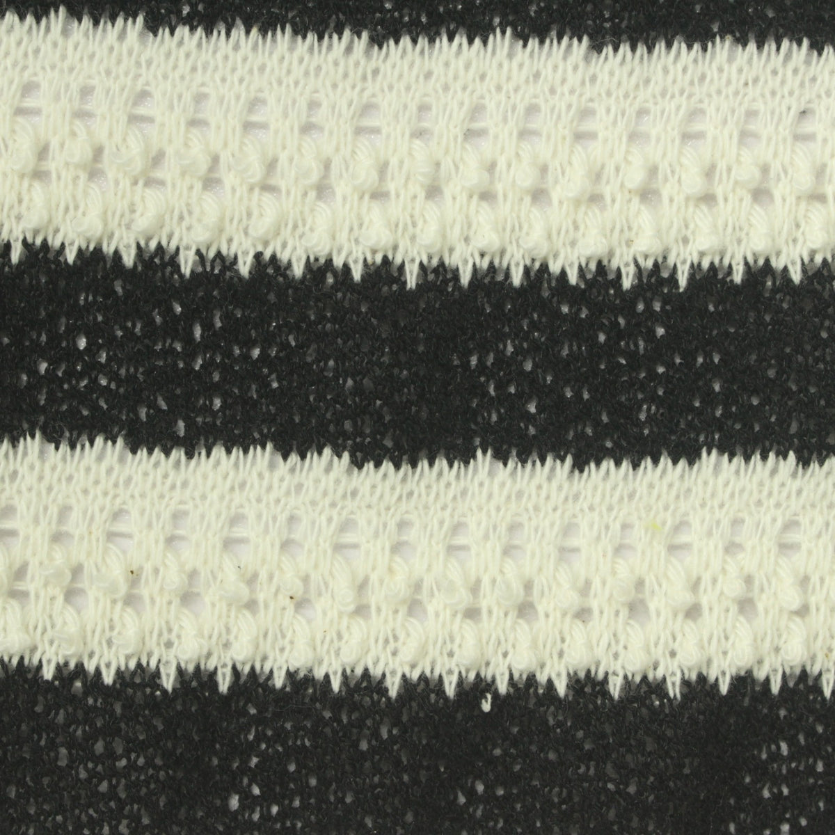 Black Horizontal-Stripe Chunky Knit, Poly-Cotton, 203 gsm