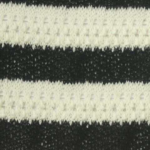 Black Horizontal-Stripe Chunky Knit, Poly-Cotton, 203 gsm