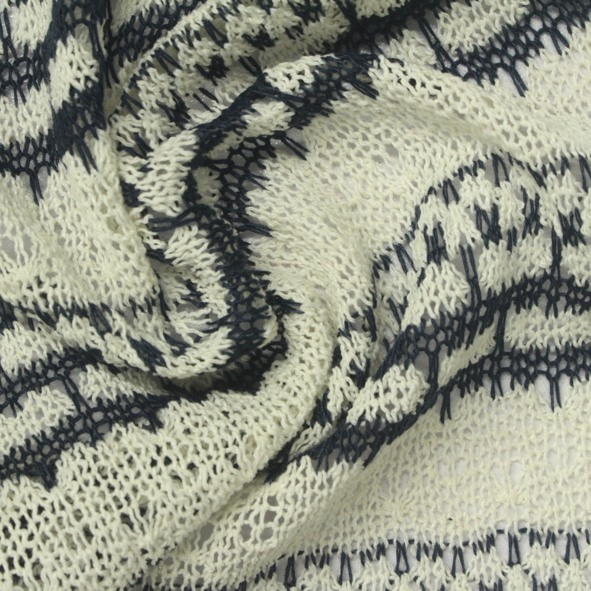 Cream Openwork Chunky Knit, Poly-Cotton, 201 gsm