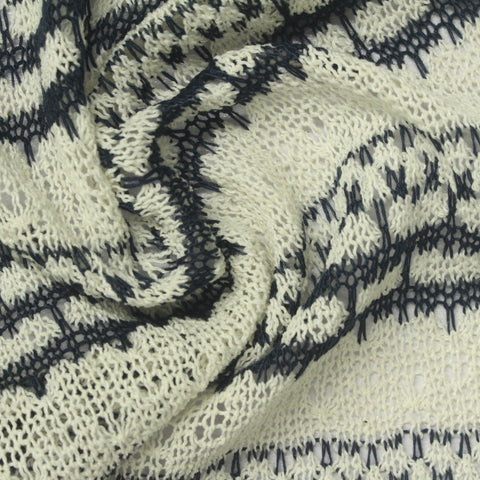 Cream Openwork Chunky Knit, Poly-Cotton, 201 gsm