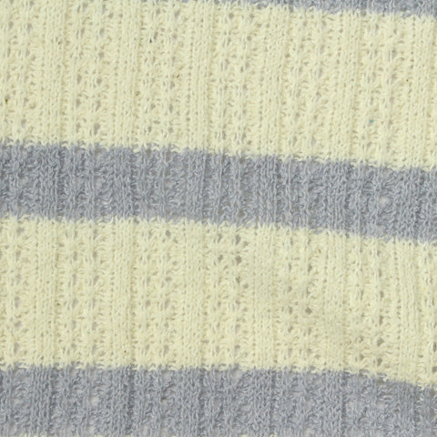 Light Yellow Horizontal-Stripe Rib Knit, Poly-Cotton