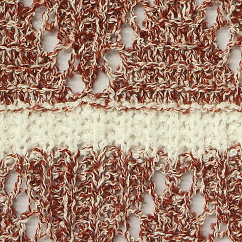 Cream Horizontal-Stripe Chunky Knit, Polyester, 375 gsm