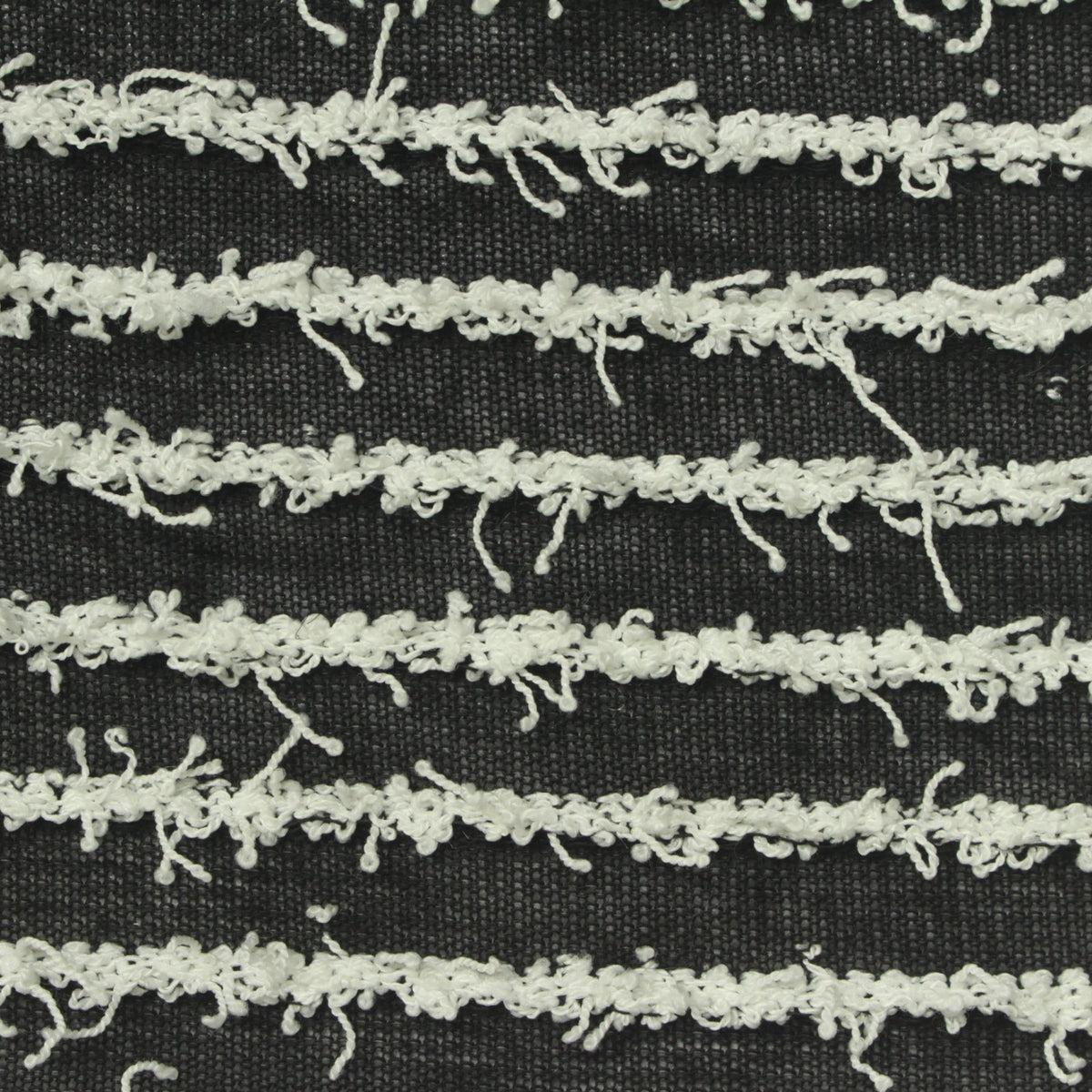White Horizontal-Stripe Chunky Knit, Polyester, 246 gsm