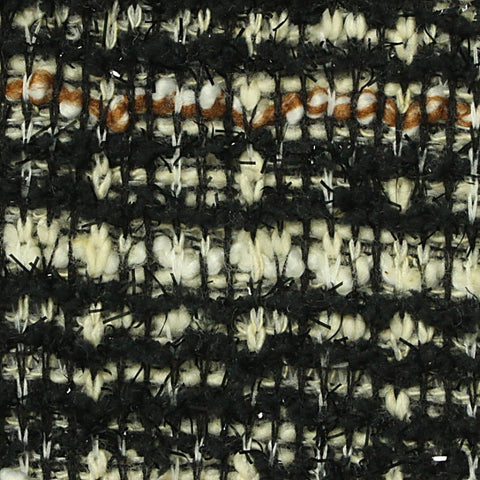 Black Horizontal-Stripe Bouclé, Poly-Cotton