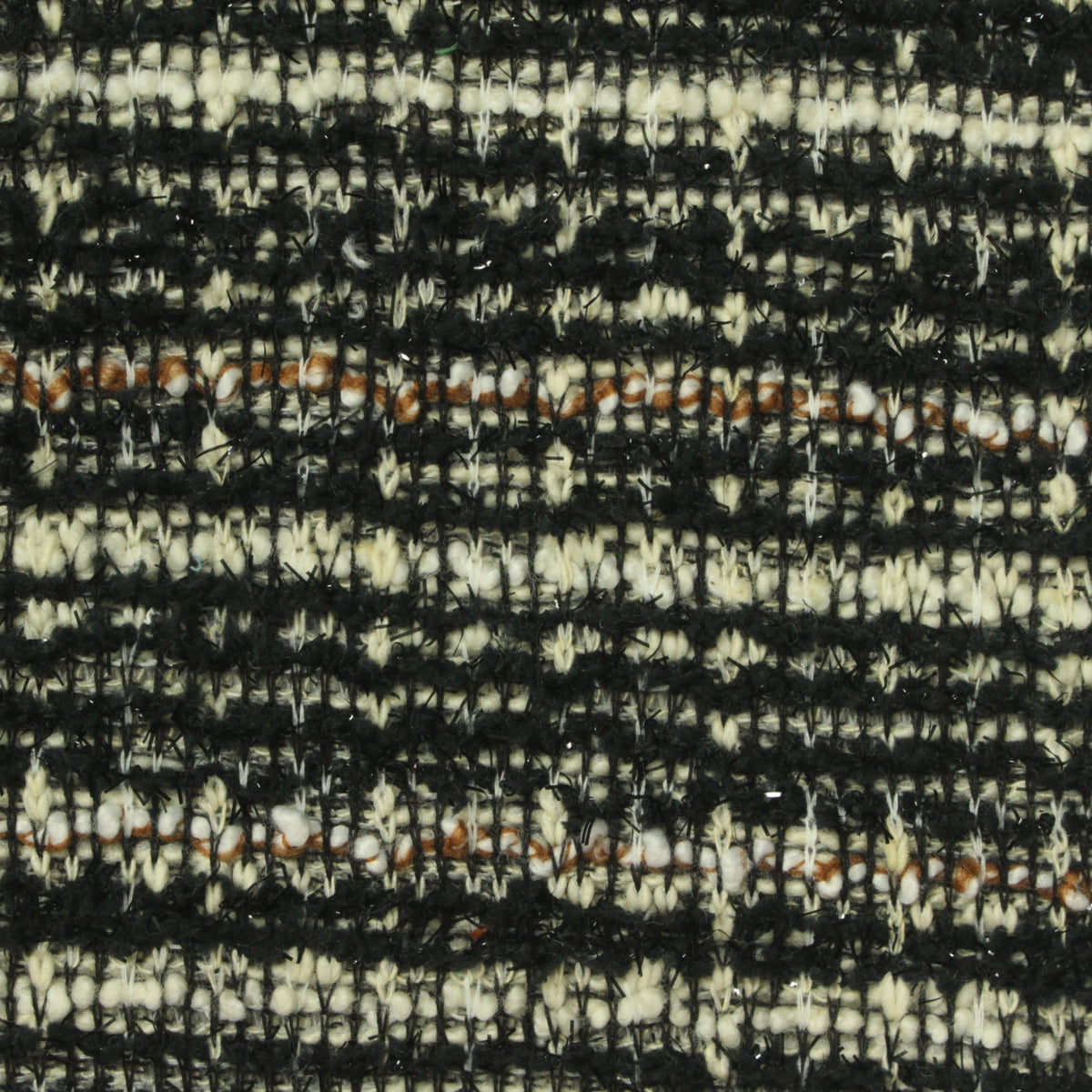 Black Horizontal-Stripe Bouclé, Poly-Cotton