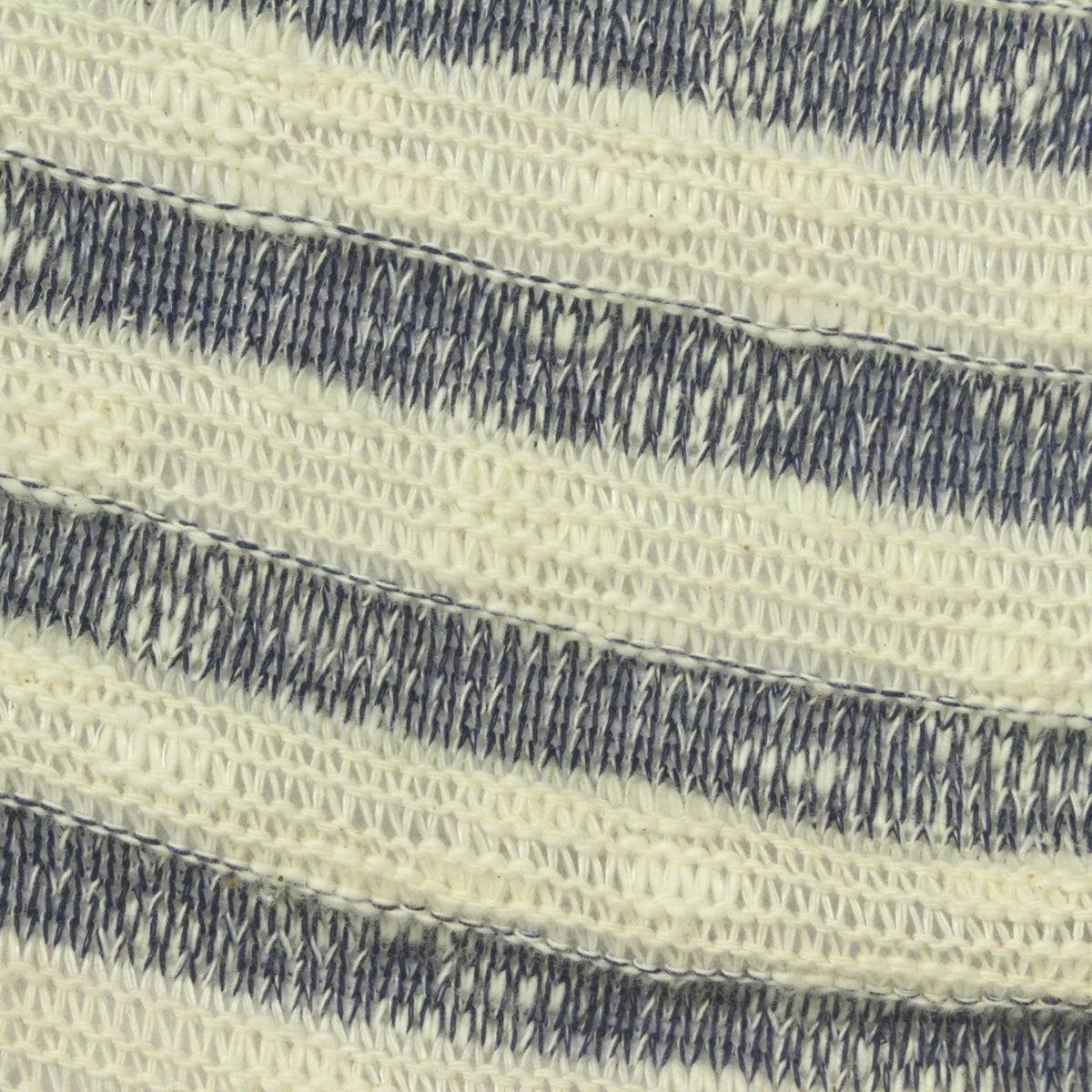 Cream Horizontal-Stripe Chunky Knit, Cotton-Poly, 260 gsm