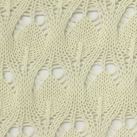 Cream Openwork-Leaf Chunky Knit, Poly-Cotton