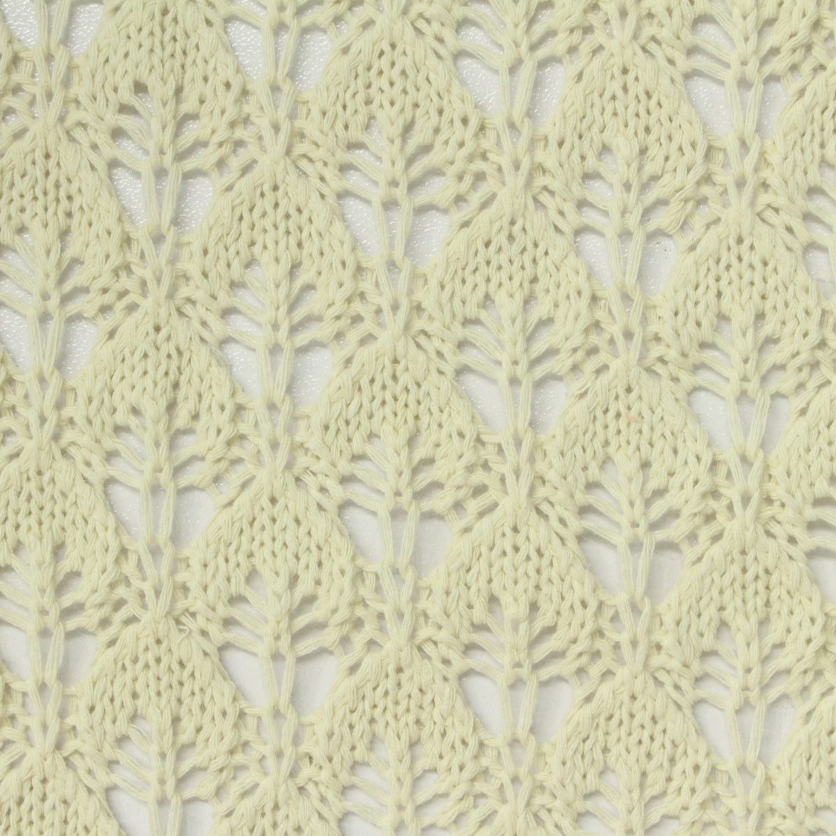 Cream Openwork-Leaf Chunky Knit, Poly-Cotton