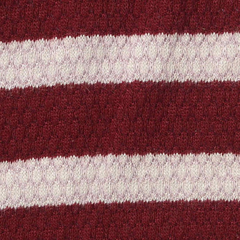 Red Horizontal-Stripe Knit, Poly-Viscose, 180 gsm