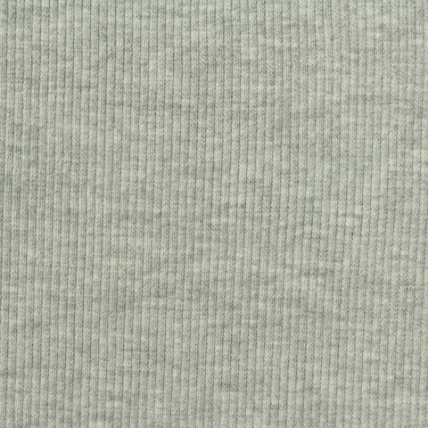 Light Grey Marl Rib Knit, Cotton-Poly, 360 gsm, 120 cm