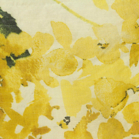 Yellow Floral Rib Knit, Viscose-Nylon