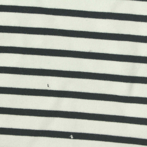 Black Horizontal-Stripe Rib Knit, Cotton, 300 gsm