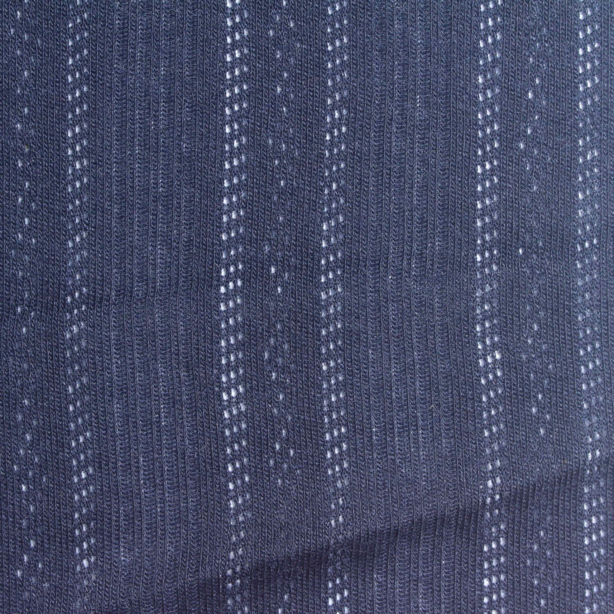 Navy Openwork-Stripe Rib Knit, Polyester
