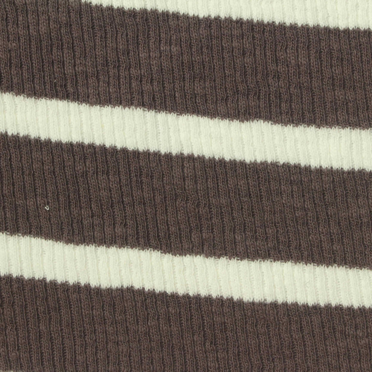 Brown Horizontal-Stripe Rib Knit, Cotton, 230 gsm