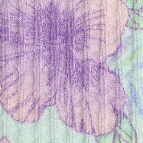 Purple Floral Rib Knit, Polyester, 240 gsm