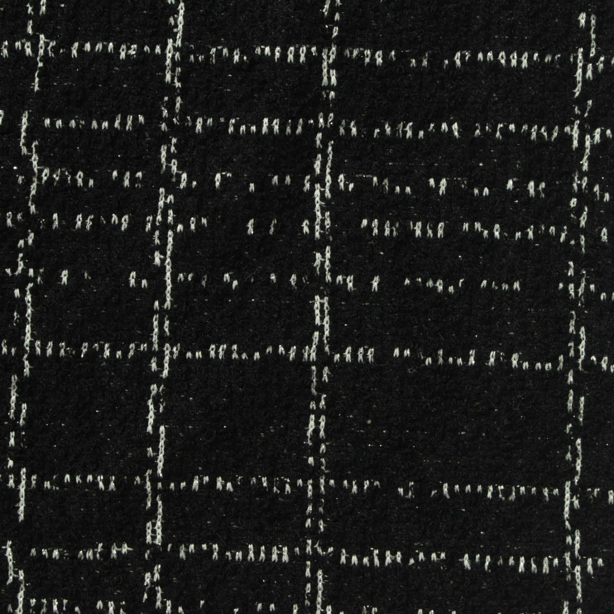 Black Check Bouclé, Poly-Viscose