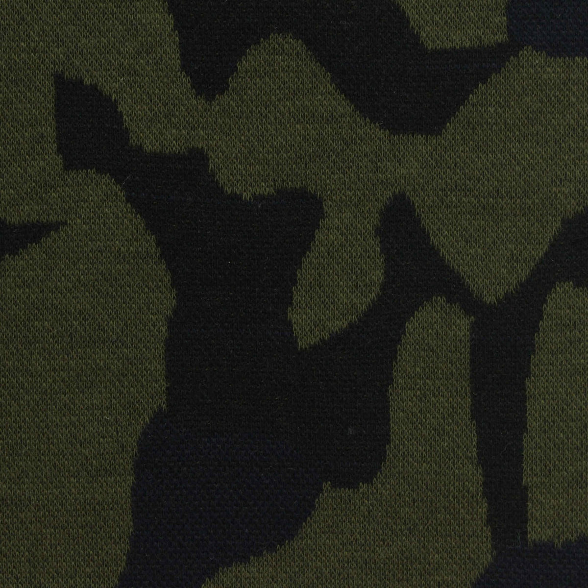 Green Camo Interlock Knit, Cotton-Poly
