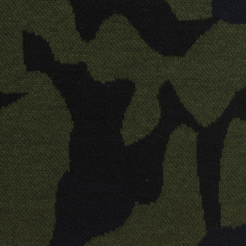 Green Camo Interlock Knit, Cotton-Poly