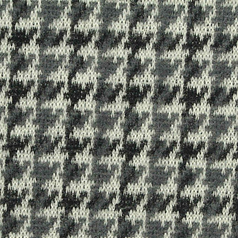 Black Houndstooth Knit, Polyester, 250 gsm