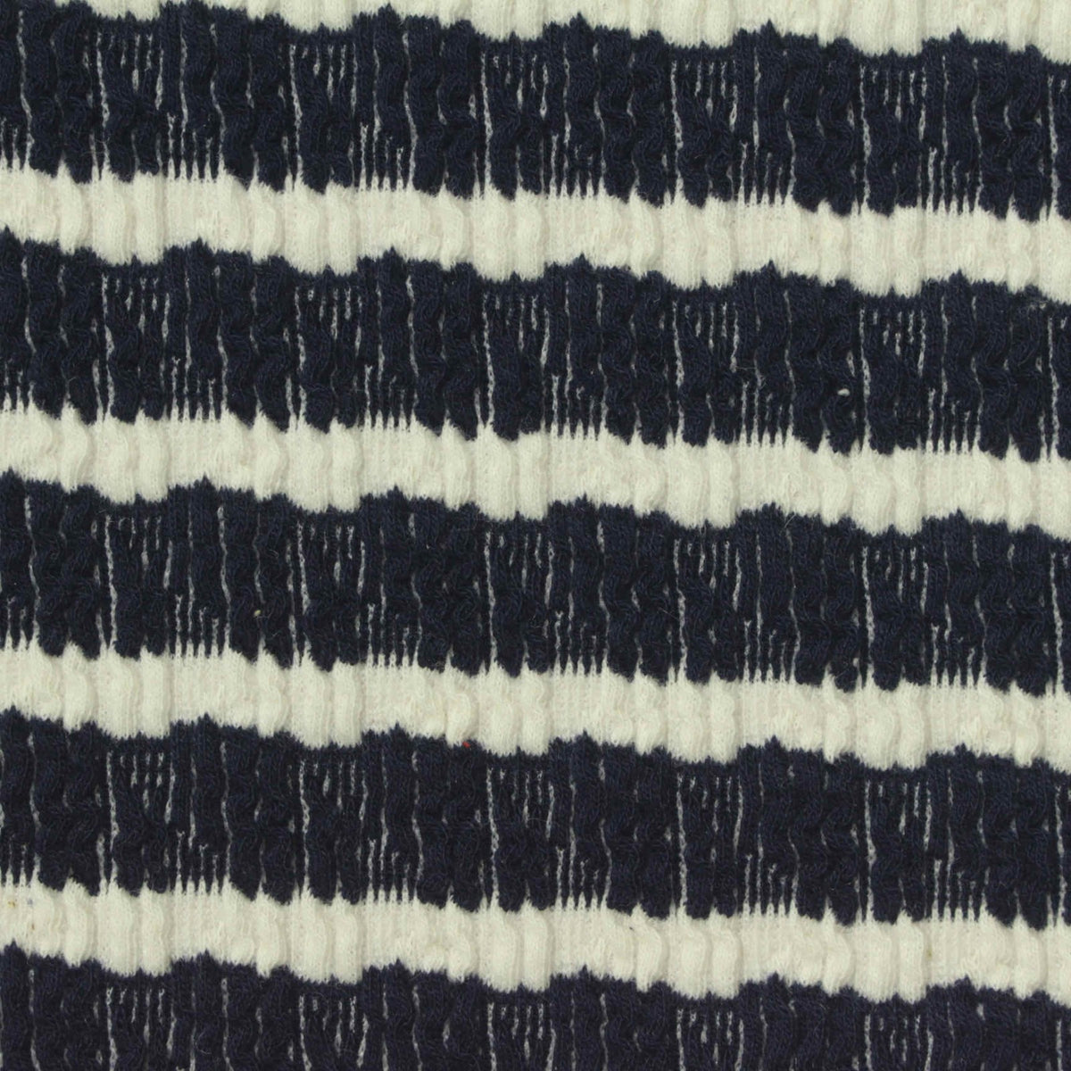 Navy Horizontal-Stripe Crepe, Poly-Viscose