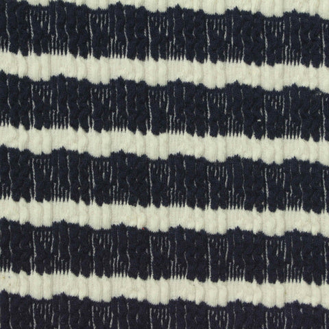 Navy Horizontal-Stripe Crepe, Poly-Viscose