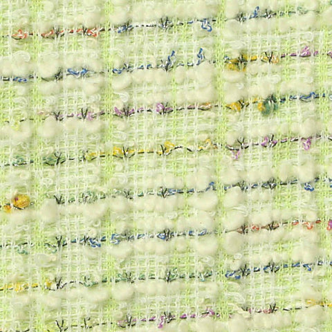 Light Green Horizontal-Stripe Bouclé, Poly-Cotton