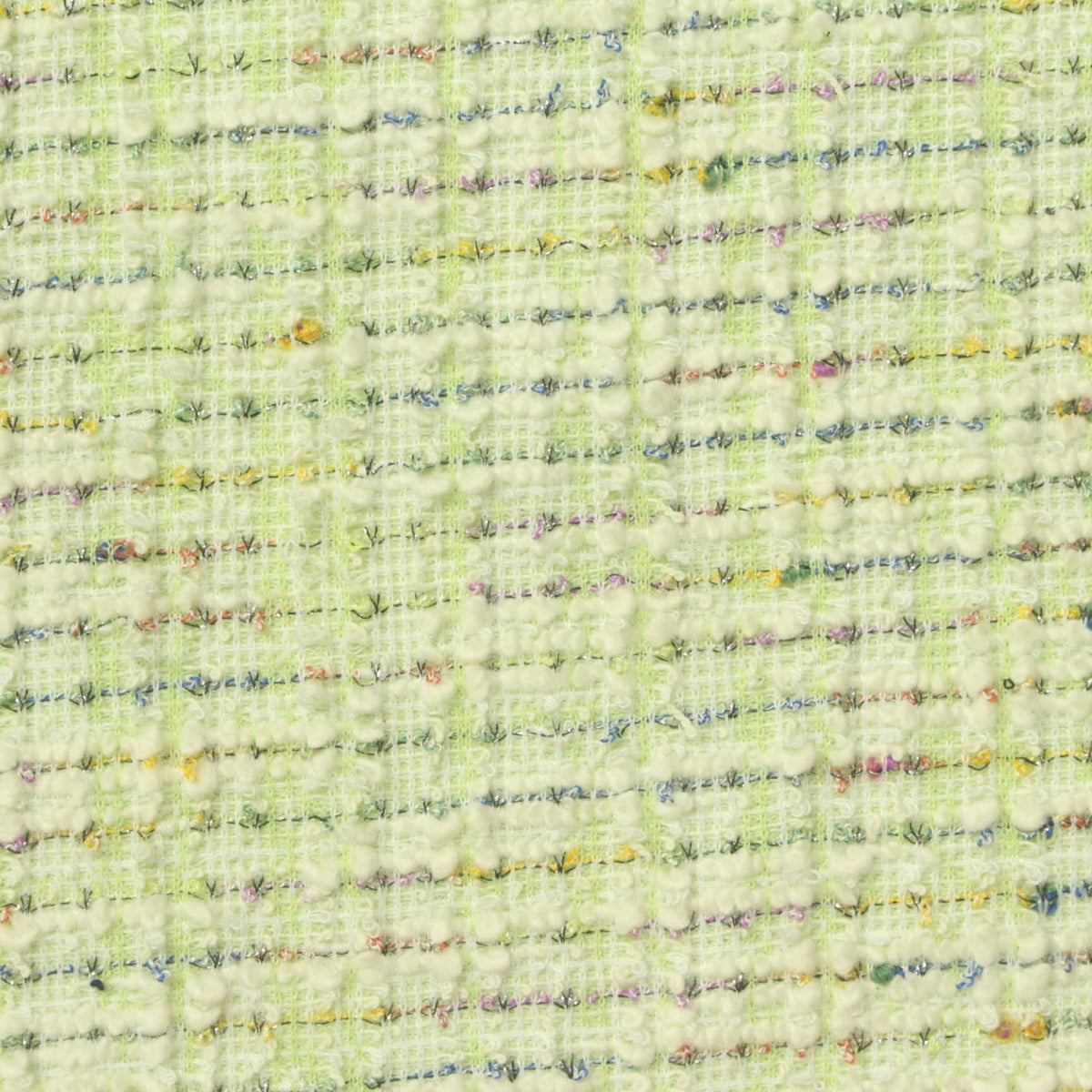 Light Green Horizontal-Stripe Bouclé, Poly-Cotton