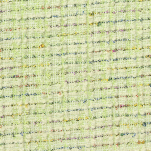 Light Green Horizontal-Stripe Bouclé, Poly-Cotton