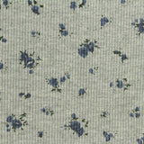 Blue Floral Rib Knit, Cotton-Poly