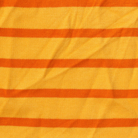 Orange Horizontal-Stripe Ponte Knit, Viscose-Poly, 330 gsm