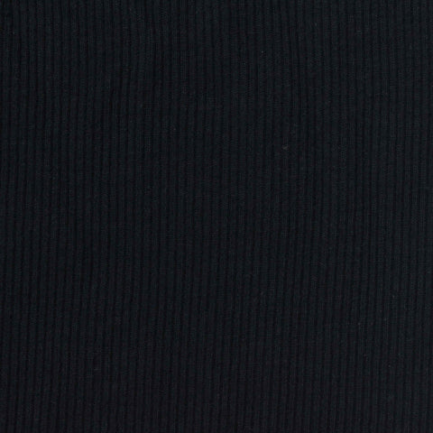 Cotton Stretch Rib Knit Fabric, 194 gsm, 139 cm — Black