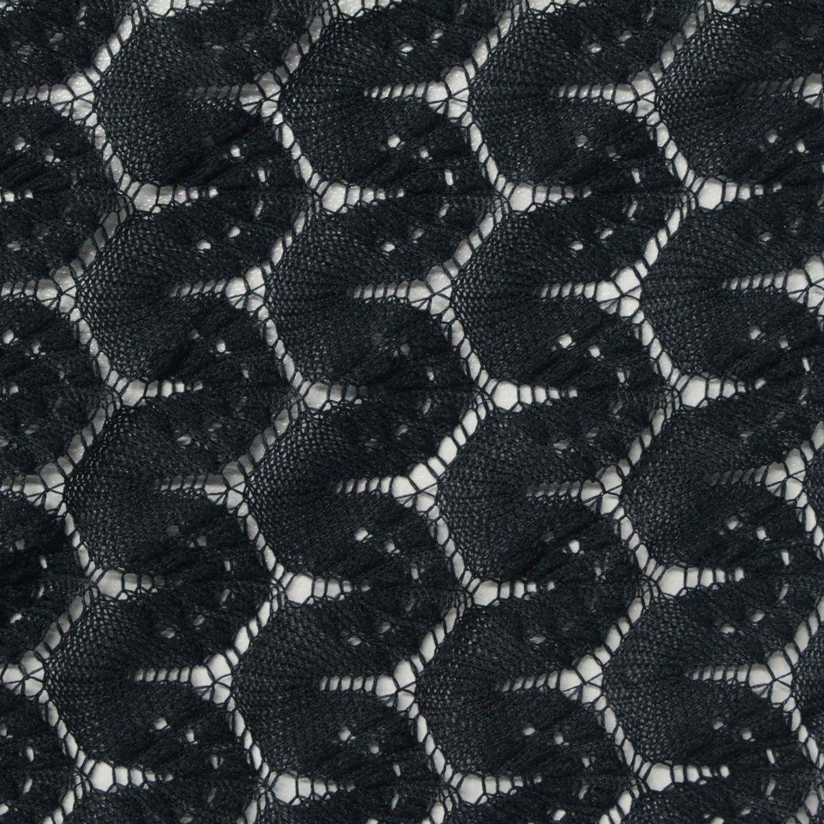 Black Openwork Lace, Polyester, 132 gsm