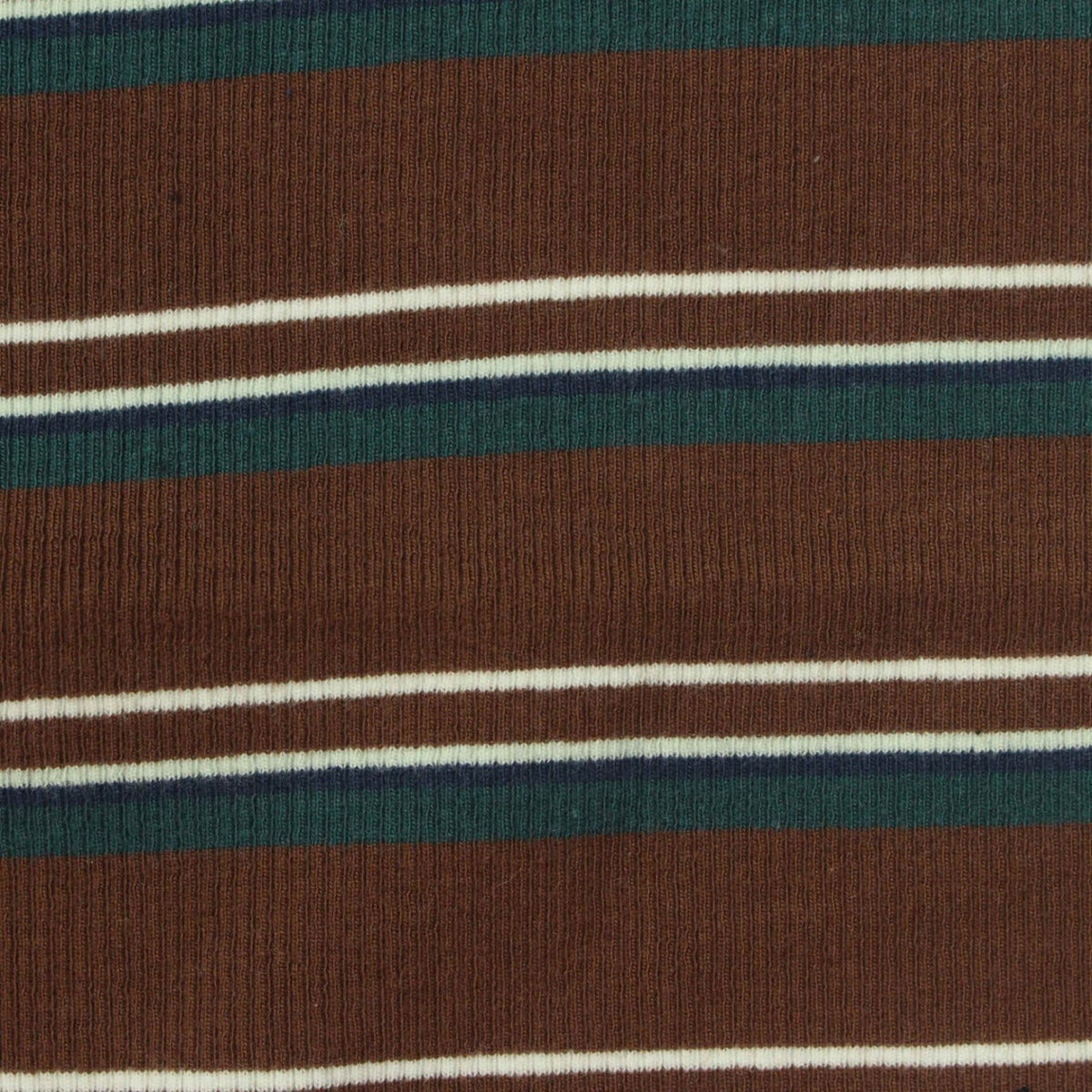 Brown Horizontal-Stripe Rib Knit, Cotton, 330 gsm