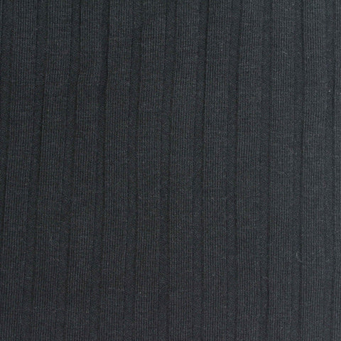 Cotton Polyester Stretch Rib Knit Fabric, 230 gsm, 135 cm — Black