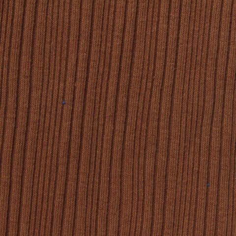 Cotton Viscose Blend Stretch Rib Knit Fabric, 360 gsm, 125 cm — Brown