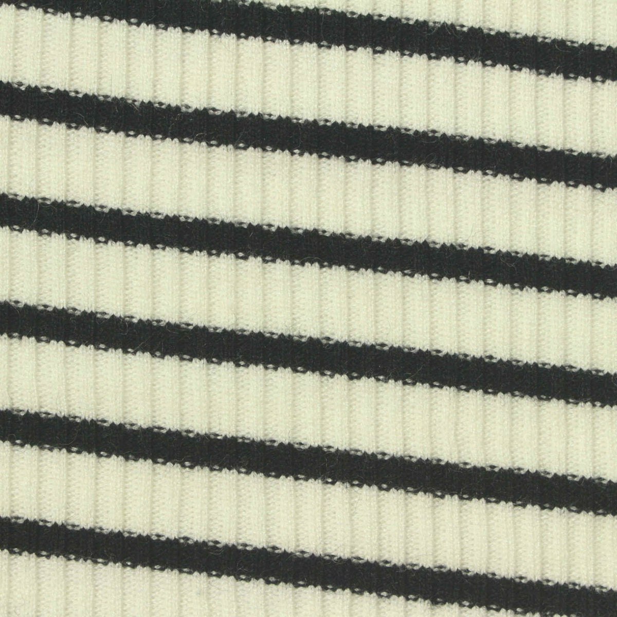 Cream Horizontal-Stripe Rib Knit, Viscose-Poly, 220 gsm