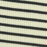 Cream Horizontal-Stripe Rib Knit, Viscose-Poly