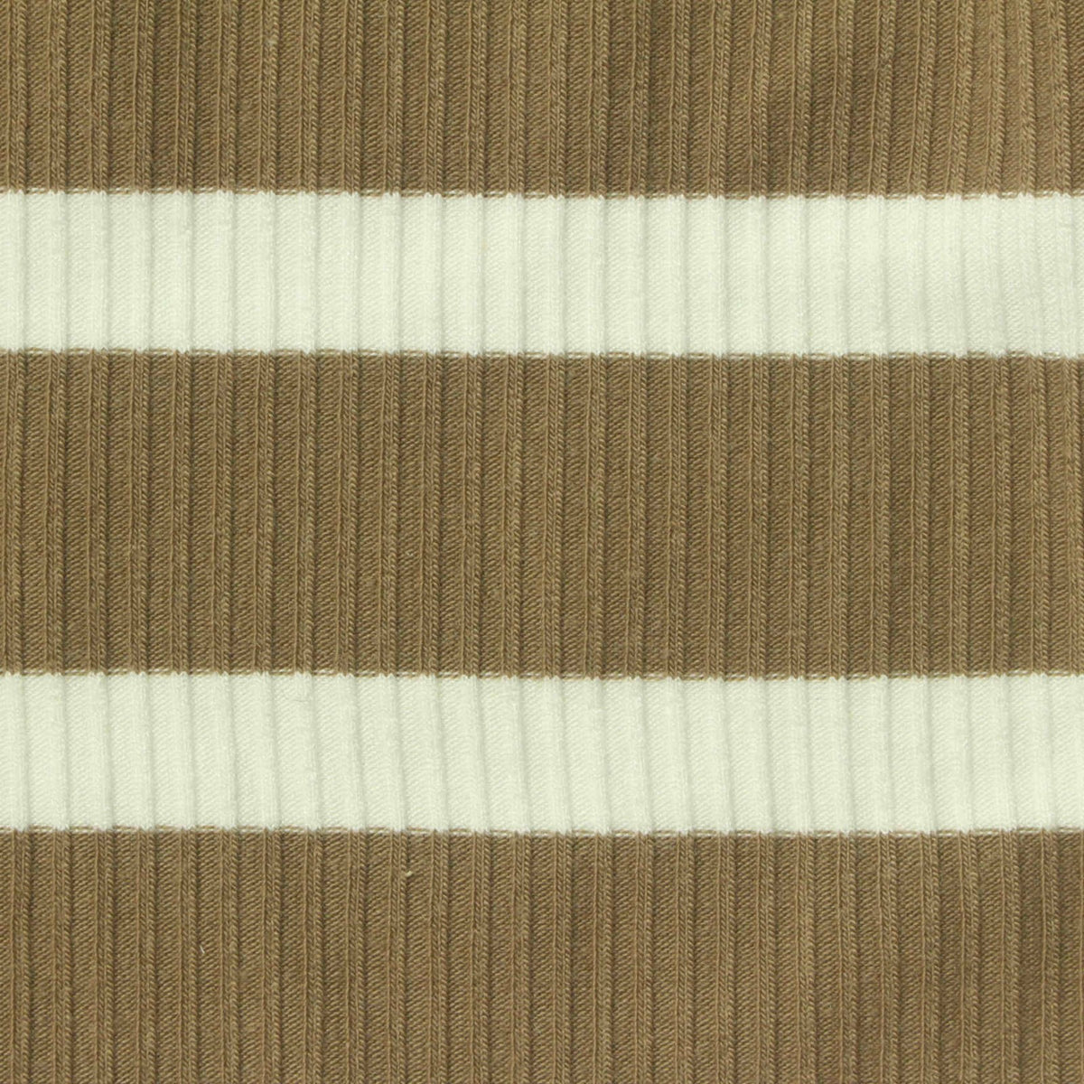 Brown Horizontal-Stripe Rib Knit, Polyester, 310 gsm